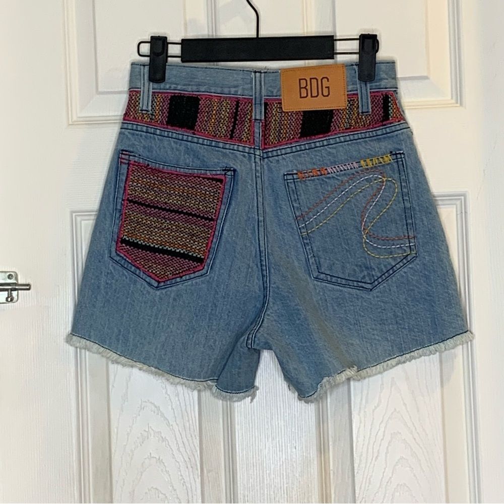 BDG A-Line Cutoff Denim Short Blanket Patchwork Blue Size 24 - Picture 11 of 11